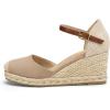 image:imagemysoft Womens Platform Espadrille Wedge Sandals Closed Toe Buckle Ankle Strap Comfortable Summer ShoesLight Khaki