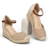 image:imagemysoft Womens Platform Espadrille Wedge Sandals Closed Toe Buckle Ankle Strap Comfortable Summer ShoesLight Khaki