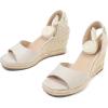 image:imagemysoft Womens Wedge Sandals Open Toe Espadrilles Platform Ankle Strap Lace Up Summer ShoesBeige