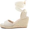 image:imagemysoft Womens Wedge Sandals Open Toe Espadrilles Platform Ankle Strap Lace Up Summer ShoesBeige