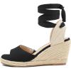 image:imagemysoft Womens Wedge Sandals Open Toe Espadrilles Platform Ankle Strap Lace Up Summer ShoesBlack