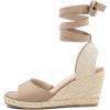 image:imagemysoft Womens Wedge Sandals Open Toe Espadrilles Platform Ankle Strap Lace Up Summer ShoesKhaki