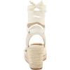 image:imagemysoft Womens Wedge Sandals Open Toe Espadrilles Platform Ankle Strap Lace Up Summer ShoesOffwhite Frayed