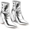image:imagemysoft Womens GoGo Boots Mid Calf Block Heel Ankle Boots Pointed Toe Patent Leather Side Zipper Booties
