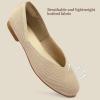 image:imagemysoft Womens Ballet Flats Round Toe Comfortable Lightweight Mesh Knit Ballerina Slip On Walking Flat Dress Shoes Wide WidthMediumNude