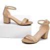image:imagemysoft Womens Chunky Low Heels Open Toe Block Heeled Dress Ankle Strap Pump Wedding SandalsTan Pu