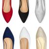 image:imagemysoft Womens Pointed Toe Ballet Flats Slip On Dress Shoes with Comfort Heel ProtectionBrown