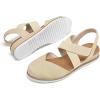 image:imagemysoft Womens Wedge Sandals Low Heel Comfortable Closed Toe Espadrilles Slipon Elastic Ankle Strap Walking Shoes
