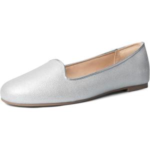 image:imagemysoft Womens Flats Slip on Loafer Ballet Flat Shoes with Comfort Heel ProtectionShiny Silver