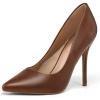 image:imagemysoft Womens High Heels Pumps Closed Pointed Toe Stiletto 4IN Heels Dress Wedding ShoesBrown Pu