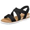 image:imagemysoft Womens Low Wedge Sandals Comfortable Open Toe Casual Espadrilles Elastic Ankle Strap Slip on Summer Walking Shoes