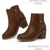 image:imagemysoft Womens Ankle Boots With Side ZipperBrown Pu Splicing