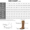 image:imagemysoft Womens Cowboy Boots Mid Calf Western Embroidered Pointed Toe Chunky Heel Pull On Cowgirl Boots Fit Medium Wide WidthBrown Embroidery