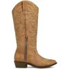 image:imagemysoft Womens Cowboy Boots Mid Calf Western Embroidered Pointed Toe Chunky Heel Pull On Cowgirl Boots Fit Medium Wide WidthChestnut Brown