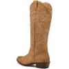 image:imagemysoft Womens Cowboy Boots Mid Calf Western Embroidered Pointed Toe Chunky Heel Pull On Cowgirl Boots Fit Medium Wide WidthChestnut Brown