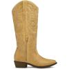 image:imagemysoft Womens Cowboy Boots Mid Calf Western Embroidered Pointed Toe Chunky Heel Pull On Cowgirl Boots Fit Medium Wide WidthTan