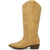 image:imagemysoft Womens Cowboy Boots Mid Calf Western Embroidered Pointed Toe Chunky Heel Pull On Cowgirl Boots Fit Medium Wide WidthTan
