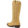 image:imagemysoft Womens Cowboy Boots Mid Calf Western Embroidered Pointed Toe Chunky Heel Pull On Cowgirl Boots Fit Medium Wide WidthTan