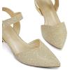 image:imagemysoft Womens Kitten Heels Pumps 2 Inch Low Heel Closed Toe Dress Shoes for Wedding Party Office Comfort Fit Medium Wide WidthGold Glitter