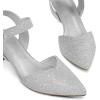 image:imagemysoft Womens Kitten Heels Pumps 2 Inch Low Heel Closed Toe Dress Shoes for Wedding Party Office Comfort Fit Medium Wide WidthSilver Glitter