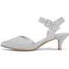 image:imagemysoft Womens Kitten Heels Pumps 2 Inch Low Heel Closed Toe Dress Shoes for Wedding Party Office Comfort Fit Medium Wide WidthSilver Glitter