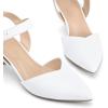 image:imagemysoft Womens Kitten Heels Pumps 2 Inch Low Heel Closed Toe Dress Shoes for Wedding Party Office Comfort Fit Medium Wide WidthWhite Pu