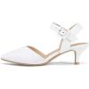 image:imagemysoft Womens Kitten Heels Pumps 2 Inch Low Heel Closed Toe Dress Shoes for Wedding Party Office Comfort Fit Medium Wide WidthWhite Pu