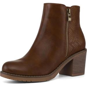 image:imagemysoft Womens Ankle Boots With Side ZipperBrown Pu Splicing