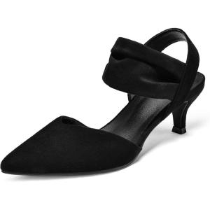 image:imagemysoft Womens Kitten Heels Pumps 2 Inch Low Heel Closed Toe Dress Shoes for Wedding Party Office Comfort Fit Medium Wide WidthBlack Slip on