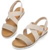 image:imagemysoft Womens Wedge Sandals Casual Low Heel Comfortable Walking Espadrilles Elastic Strap Slip on ShoesBeige Fabric