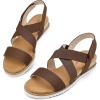 image:imagemysoft Womens Wedge Sandals Casual Low Heel Comfortable Walking Espadrilles Elastic Strap Slip on ShoesBrown