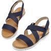 image:imagemysoft Womens Wedge Sandals Casual Low Heel Comfortable Walking Espadrilles Elastic Strap Slip on ShoesNavy