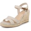 image:imagemysoft Womens Espadrilles Open Toe Wedge Sandals Ankle Strap Summer Dressy ShoesBeige