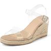 image:imagemysoft Womens Espadrilles Open Toe Wedge Sandals Ankle Strap Summer Dressy ShoesClear