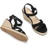 image:imagemysoft Womens Espadrilles Open Toe Wedge Sandals Ankle Strap Summer Dressy ShoesBlack