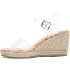 image:imagemysoft Womens Espadrilles Open Toe Wedge Sandals Ankle Strap Summer Dressy ShoesClear