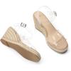 image:imagemysoft Womens Espadrilles Open Toe Wedge Sandals Ankle Strap Summer Dressy ShoesClear
