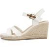 image:imagemysoft Womens Espadrilles Open Toe Wedge Sandals Ankle Strap Summer Dressy ShoesWhite