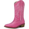 image:imagemysoft Cowboy Boots For Women  Western Cowgirl Boots Mid Calf Chunky Heel Booties Pointed Toe Country ShoesHot Pink