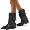 image:imagemysoft Cowboy Boots For Women  Western Cowgirl Boots Mid Calf Chunky Heel Booties Pointed Toe Country ShoesBlack Pu