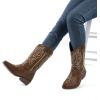 image:imagemysoft Cowboy Boots For Women  Western Cowgirl Boots Mid Calf Chunky Heel Booties Pointed Toe Country ShoesBrown
