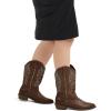 image:imagemysoft Cowboy Boots For Women  Western Cowgirl Boots Mid Calf Chunky Heel Booties Pointed Toe Country ShoesBrown