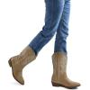 image:imagemysoft Cowboy Boots For Women  Western Cowgirl Boots Mid Calf Chunky Heel Booties Pointed Toe Country ShoesLight Brown
