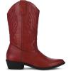 image:imagemysoft Cowboy Boots For Women  Western Cowgirl Boots Mid Calf Chunky Heel Booties Pointed Toe Country ShoesRed