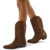 image:imagemysoft Cowboy Boots For Women  Western Cowgirl Boots Mid Calf Chunky Heel Booties Pointed Toe Country ShoesSolid Brown