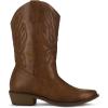 image:imagemysoft Cowboy Boots For Women  Western Cowgirl Boots Mid Calf Chunky Heel Booties Pointed Toe Country ShoesSolid Brown