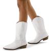 image:imagemysoft Cowboy Boots For Women  Western Cowgirl Boots Mid Calf Chunky Heel Booties Pointed Toe Country ShoesWhite