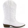 image:imagemysoft Cowboy Boots For Women  Western Cowgirl Boots Mid Calf Chunky Heel Booties Pointed Toe Country ShoesWhite Textured