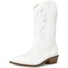 image:imagemysoft Cowboy Boots For Women  Western Cowgirl Boots Mid Calf Chunky Heel Booties Pointed Toe Country Shoes