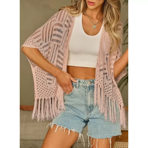 Sidefeel Womens 2024 Cropped Crochet Top Lightweight Summer Cardigan Beach Kimono Cover UpsApricot